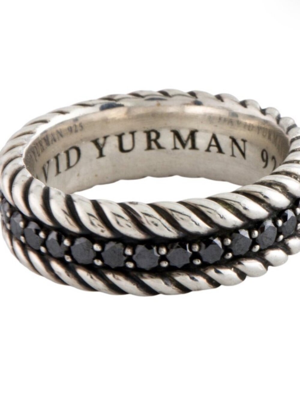 DAVID YURMAN STERLING SILVER 925 DIAMOND CABLE ETERNITY BAND RING
